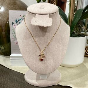 Stainless steel gold Necklace with multicolor accent peacock pendant